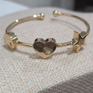 18ct Gold Filled Heart and Star Bangle Bracelet